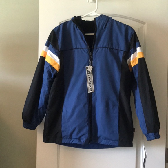 Rothschild Other - NWT Size 14-16 Boys' Rothschild Navy Blue Yellow Reversible Fall Winter Coat